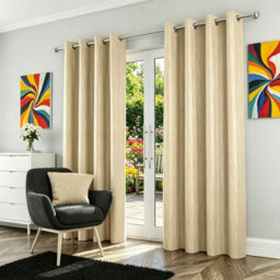 Summer Cooling Thermal Blockout Eyelet Curtains, Full Sun Block Heat Insulated Noise Reducing Energy Efficient Drapes for Lounge & Bedroom, Crream, W1