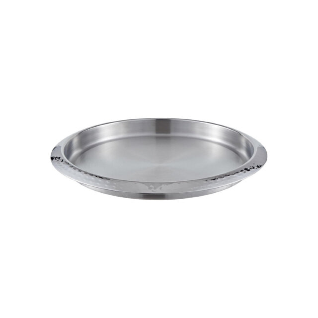 Buckingham Round Serving Bar Tray Stainless Steel Hammered Effect Border