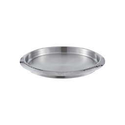 Buckingham Round Serving Bar Tray Stainless Steel Hammered Effect Border