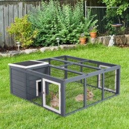 Hickey Rabbit Hutch Outdoor with Openable Top 123 x 120 x 52cm Dark Grey