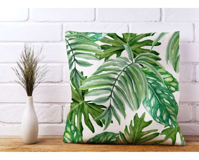 Wandle Exotic Rainforest Leaves Floral Scatter Cushion with Filling
