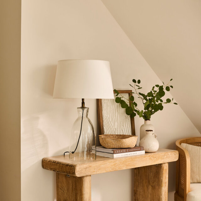 35cm Glass Table Lamp - Gold & Clear Glass