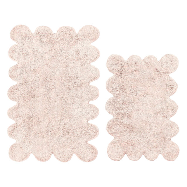 Two Piece Scalloped Bath Mat Set