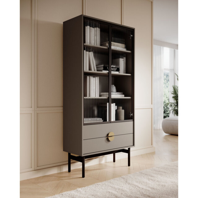 Mikayla Stoon Tall Display, 84 cm, with 4 Shelves and Drawers China Cabinet