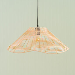 23cm H Rattan Round Pendant Shade ( Clip On ) in Beige