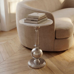 Marble Top Pedestal Round Side Table