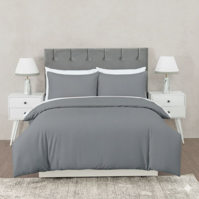 MHG Living Striped Duvet Cover Set T200 Cotton-Rich Polycotton Bedding - Includes Matching Pillowcases