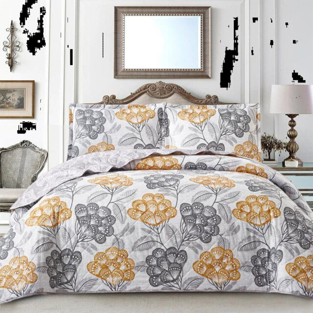 Amala Polyester Floral Bedspread with Pillowcases Included