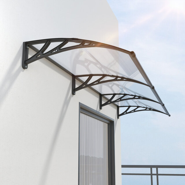 "Front Door Canopy – 40"" Depth Polycarbonate Overdoor Canopy with ABS Brackets, Weatherproof Porch & Entrance Canopy"