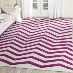 Betton Hand Tufted Wool Ivory/Fuchsia Rug