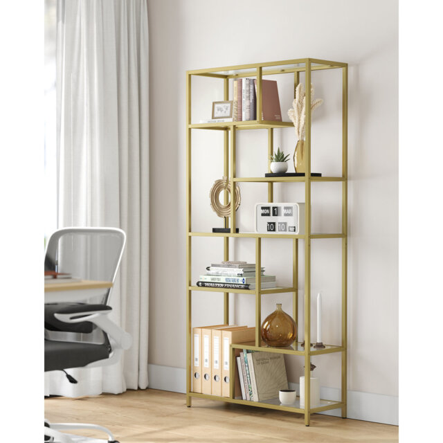 Bookshelf, 6-Tier Tall Bookcase, Plant Stand, Display Shelf, 30 X 80 X 180 Cm, Tempered Glass, For Study, Office, Living Room, Bedroom, Kitchen, Simpl