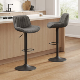 Swivel Upholstered Adjustable Height Counter Stool with Metal Frame