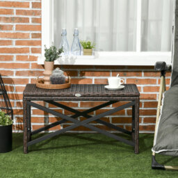 Outdoor Coffee Table Garden Side Table X-Shaped Frame Mixed Brown