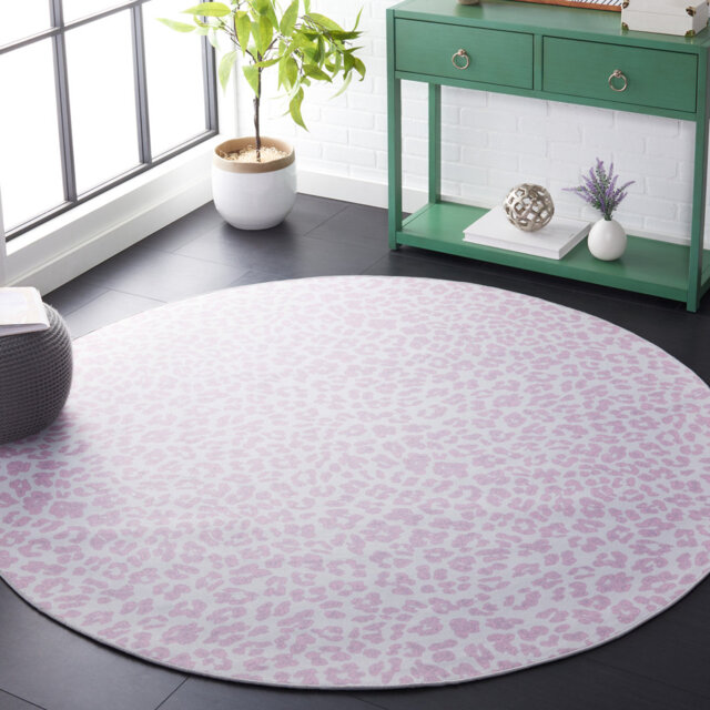 Faux Hide Audun Machine Washable Area Rug In Pink & White