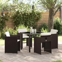 Garden Dining Set 5 Pcs Black Poly Rattan
