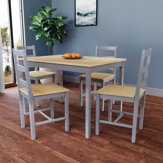 Ambrozie 4 - Person Solid Pine Solid Wood Dining Set