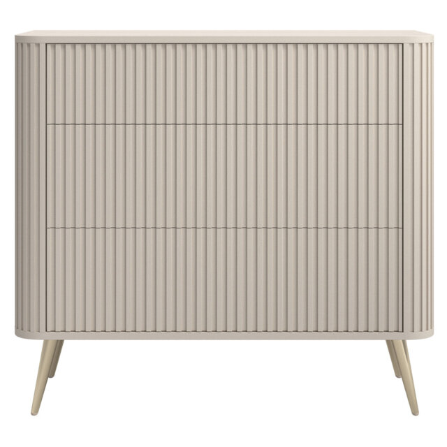 Chest of Drawers with Fluted Fronts and Three Drawers