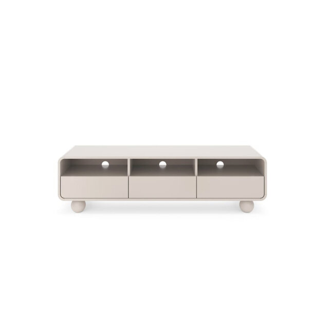 Berthenia TV Cabinet 160cm - Cashmere Finish, Push-To-Open Drawers & Open Media Storage