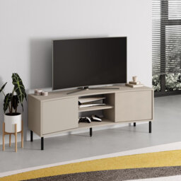 Frem Modern Curved TV Stand 2 Door Unit