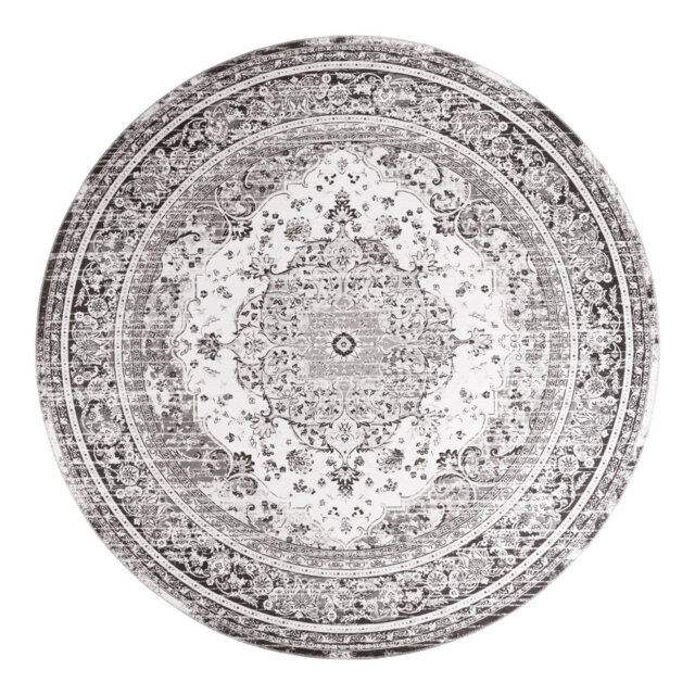 Raqueta Rug - Round Rug In Black/White Diameter 200 Cm