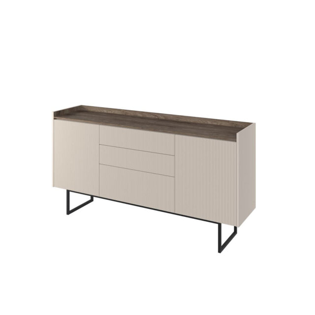 Elegant Sand Beige & Oak Allexys 3 Sideboard Cabinet 166cm - Ample Storage, Modern Design