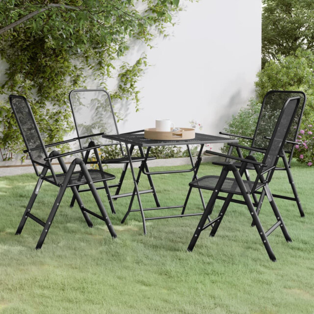 Dakota Fields 5 Piece Garden Dining Set Expanded Metal Mesh Anthracite