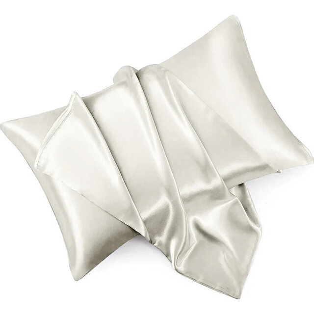 Durable Satin Silk-Feel Pillowcases Set of 2 - Wrinkle-Free, Temperature Balancing, Machine Washable
