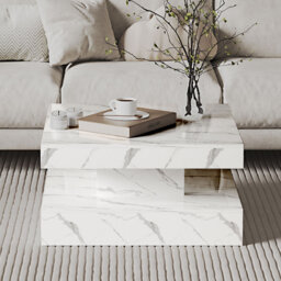 Charvez Square High Gloss LED Coffee Table with Open Storage