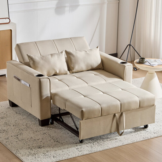 2 Seater Sofa Bed with Cup Holders