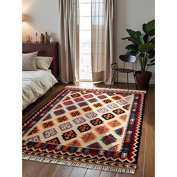 Kian Kilim Rug by Hanse Home - Natural Living Room Rug Wool Handwoven Afghan Kilim Living Room, Bedroom