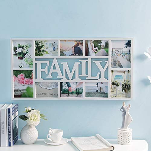 Family Collage Photo Frame For 10 Photos, White, Modern, 36cm x 73cm, Holds 6 x 6''x4'' And 4 x 5''x7'' Photos