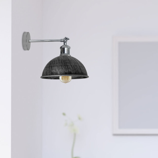 Janessa 1-Light Iron Swing Arm Dome Wall Sconce