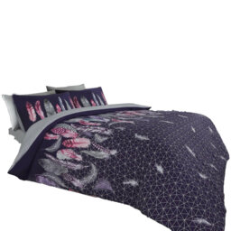 Modern Feather Design Duvet Cover Set with Matching Pillowcases - Polycotton Fabric Bedding