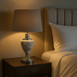 Waukomis 61cm Marble Effect Metal Table Lamp
