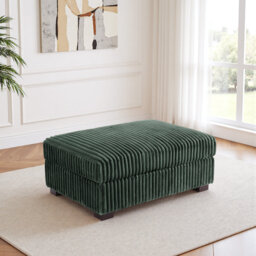 Upholstered Faux Rabbit Fur Flannel Rectangle Ottoman, Single Ottoman Modular Part For Sectional Sofa