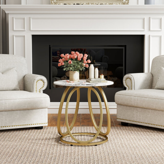 White Marble Side Table, Modern Style