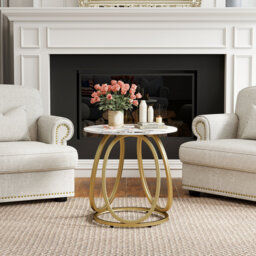 White Marble Side Table, Modern Style