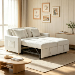 2 Seater Linen Sofa Bed with Storage