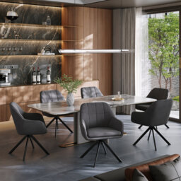 Modern Fabric Swivel Upholstered Dining Chair With Arm