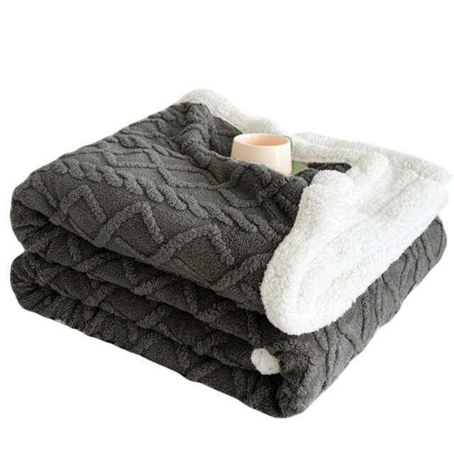 Knit Sherpa Throw Blanket, Reversible Soft Warm Throw for Couch Bed Sofa, Cozy Blanket for Bedroom Living Room, Machine Washable