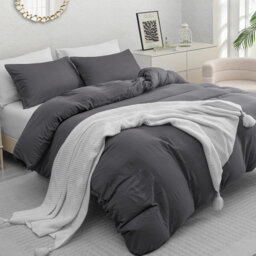Microfiber Solid Colour Duvet Cover Set with Pillow Shams Included