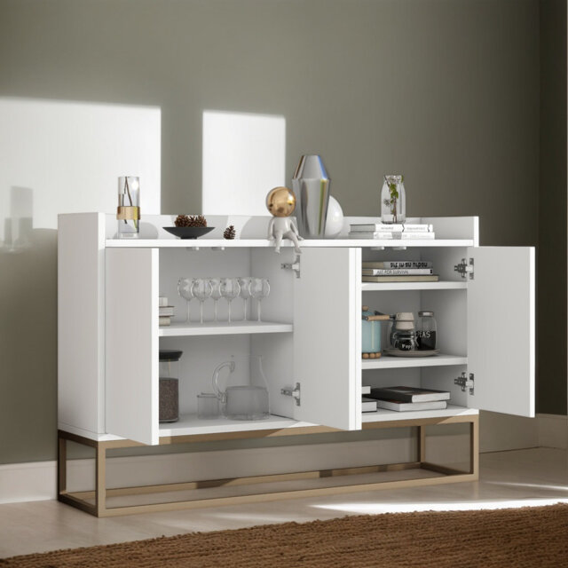 Modern Sideboard Buffet Cabinet With Storage, Minimalist Console Cabinet With Doors And Adjustable Shelves, Multifunctional Decorative Buffet Cabinet