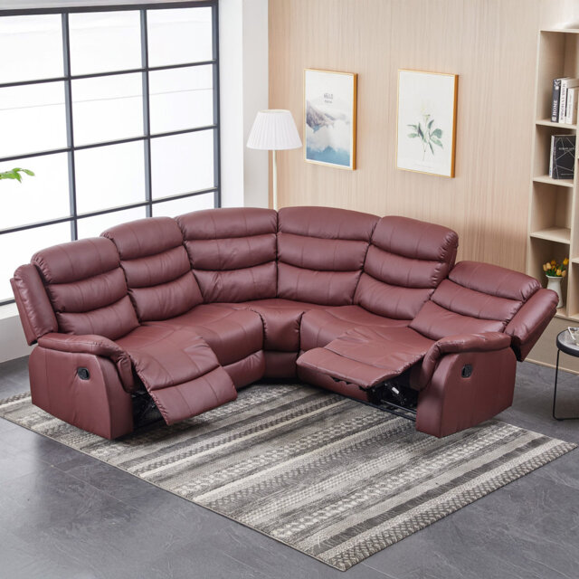 Lotus 6 Seater Faux Leather Reclining Corner Sofa