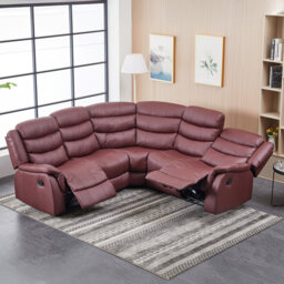 Lotus 6 Seater Faux Leather Reclining Corner Sofa