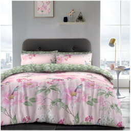 Botanical Print Cotton Blend Duvet Cover Fitted Sheet and Pillowcases Bedding Set Cotton Blend Comfort Soft Easy Care