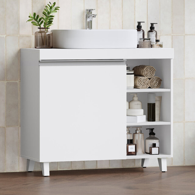 Under Sink Bathroom Cabinet, Under Sink Cabinet with Drawers and Open Storage, Bathroom Sink Unit for Washbasins with Pedestal and Feet, Bathroom Vani