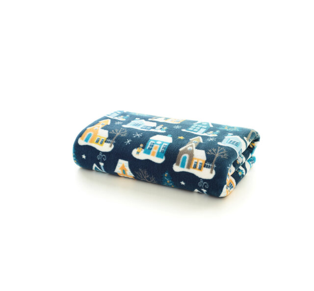 Festive Village Fleece Throw 140 X 180cm Soft Wint Throw Blanket