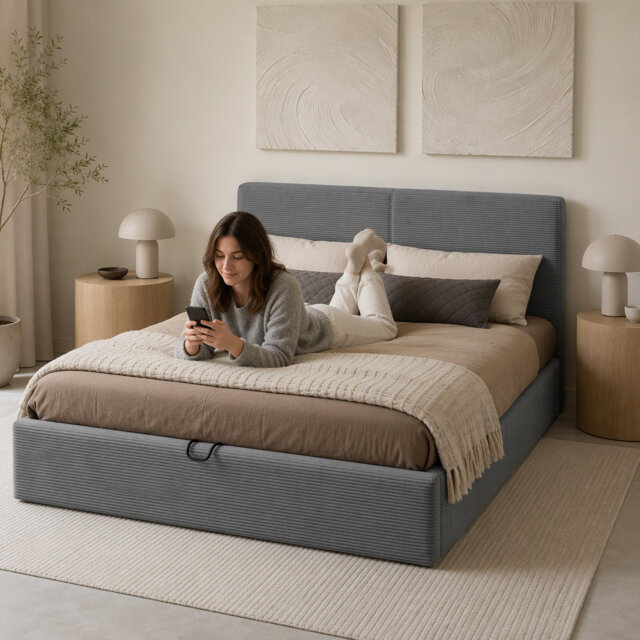 Aadhvika Easy Assembly Gas Liftting Ottoman Bed Frame with 10 Year Warranty Quick Setup Gas Lift Storage Bed