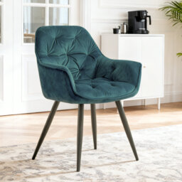 Irie Single Velvet Upholstered Dining Chair with Arm