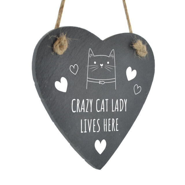 Henkel Crazy Cat Lady Heart Slate Wall Décor